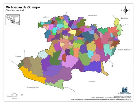 Mapa del Estado de Michoacán de Ocampo con Municipios >> Mapas para ...