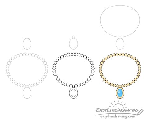 How to Draw a Necklace Step by Step - EasyLineDrawing