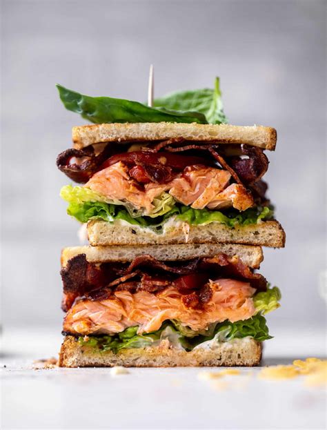 Salmon Club Sandwich with Charred Scallion Mayo