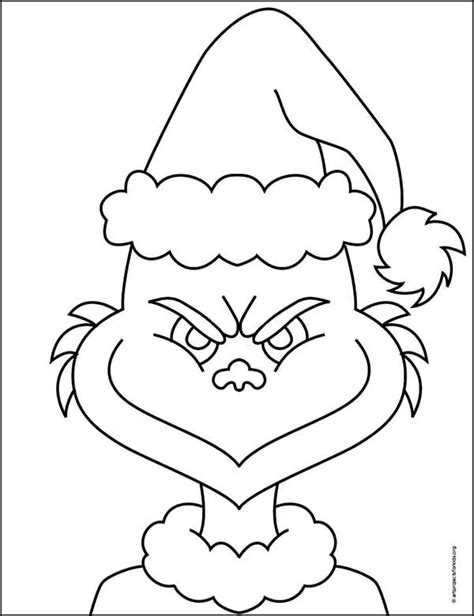 Easy How to Draw the Grinch Tutorial Video, Grinch Coloring Page