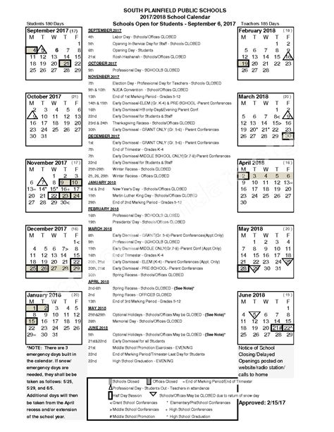 South Plainfield Public Schools Calendars – South Plainfield, NJ