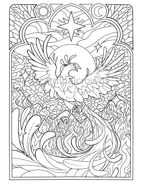 Phoenix Coloring Sheet / Stained Glass Coloring Sheet / Mythical ...