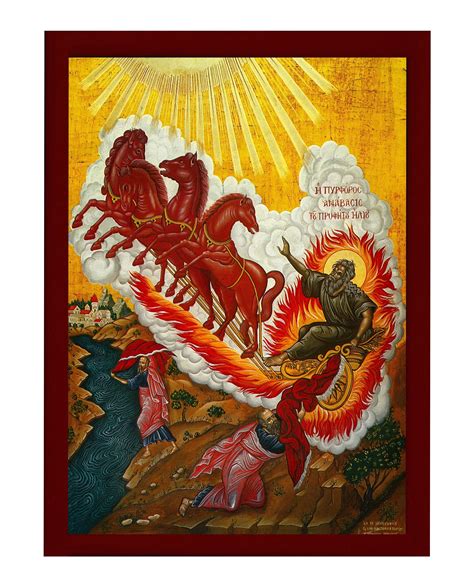 Prophet Elijah icon with Chariot of Fire, Handmade Greek Orthodox icon ...