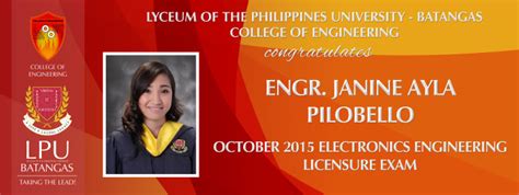 Congratulations to our new Electronics Engineering Licensure Passer - Lyceum of the Philippines ...