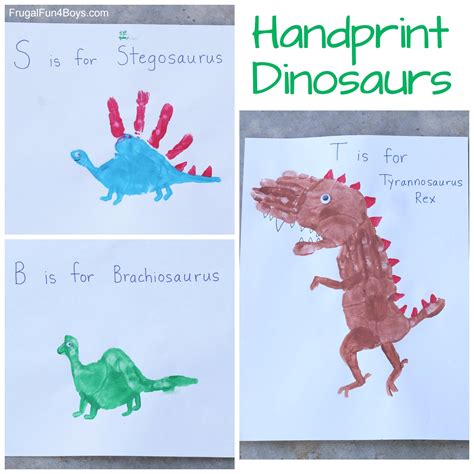 Craft for Kids: Handprint Dinosaurs - Frugal Fun For Boys and Girls | Dinosaur activities ...