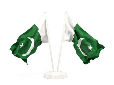 Two waving flags. Illustration of flag of Pakistan