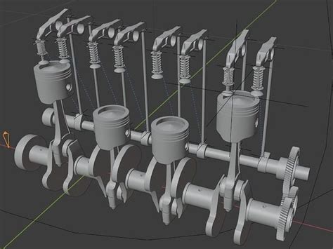 4 cylinder diesel engine animated and rigged 3D model animated rigged | CGTrader