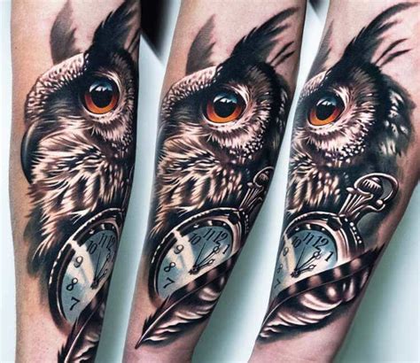 Owl and Clock tattoo by A D Pancho | Post 21851