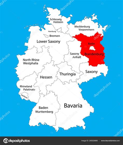 Brandenburg State Map Germany Vector Map Silhouette Illustration Isolated Germany Stock Vector ...