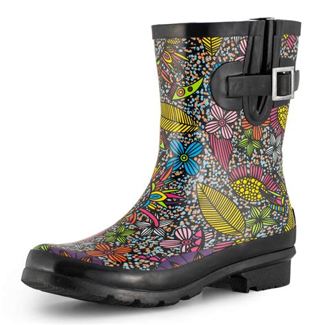 SheSole Women Short Rain Boots Waterproof Rubber Wellington Wellies Bl