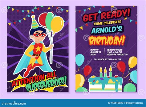 Superhero Party Invitation Vector Illustration | CartoonDealer.com ...