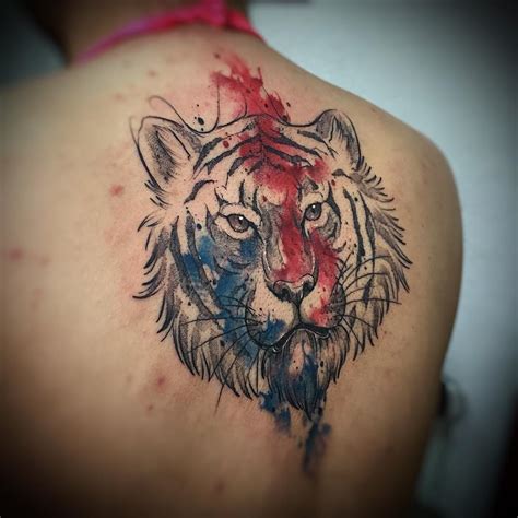 Back Watercolor Tiger Tattoo - Best Tattoo Ideas Gallery