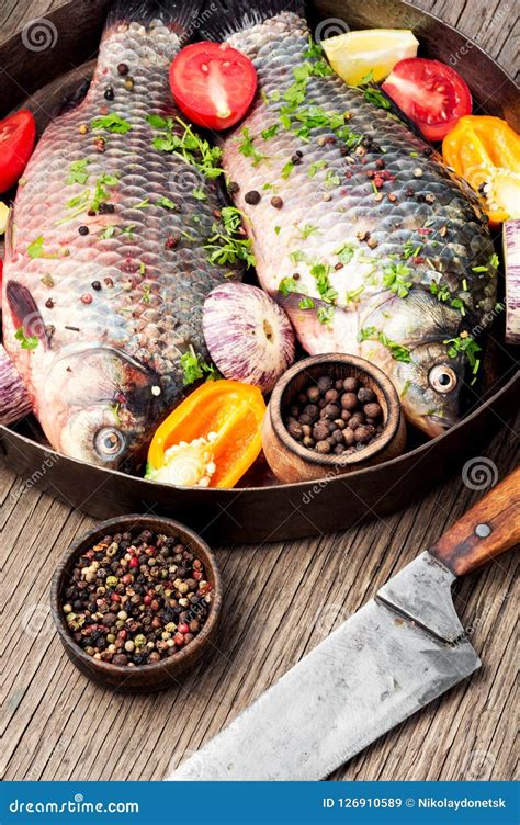 Fresh Raw Fish and Food Ingredients Stock Image - Image of healthy ...