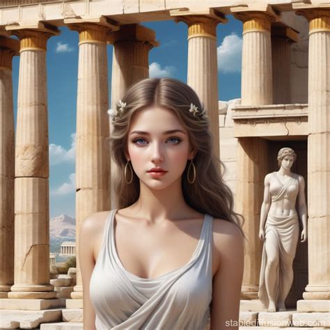 Lovely Girl in Ancient Greek Temple | Stable Diffusion Online