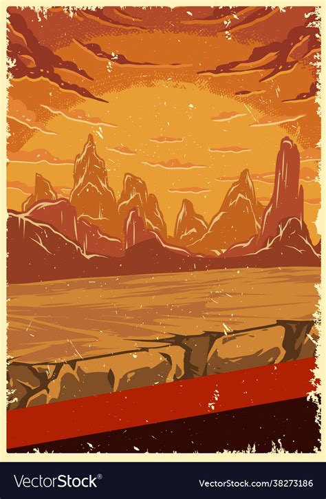 Desert landscape colorful poster Royalty Free Vector Image