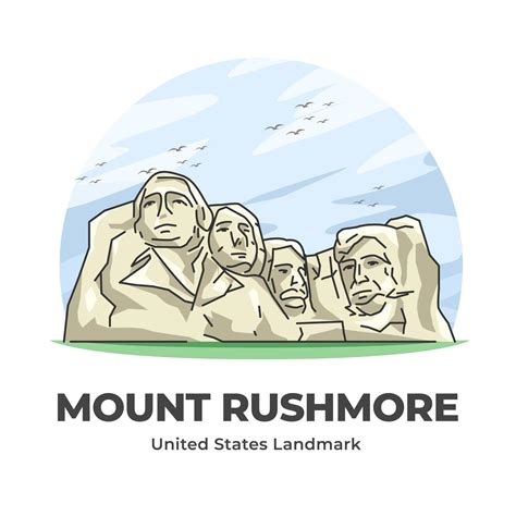 Mount Rushmore United States Landmark Minimalist Cartoon 1942838 Vector Art at Vecteezy