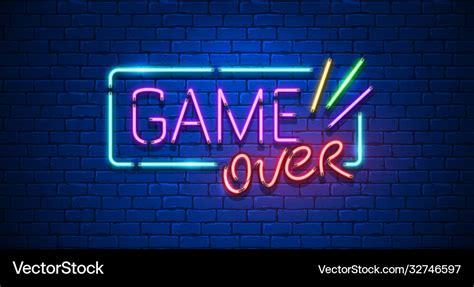 Game over neon text sign Royalty Free Vector Image