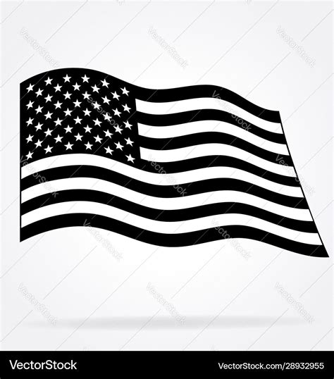 Usa flag flying waving black and white Royalty Free Vector