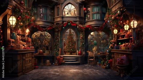 Santa's Workshop in an Enchanting Winter Setting with Fantastical ...