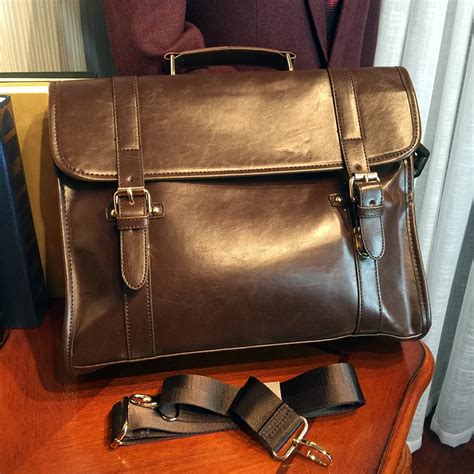 ETONWEAG Brands Italian Leather Briefcases Men Messenger Bags Brown ...