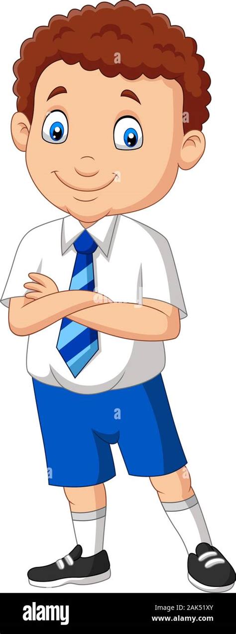 Cartoon school boy in uniform posing Stock Vector Image & Art - Alamy