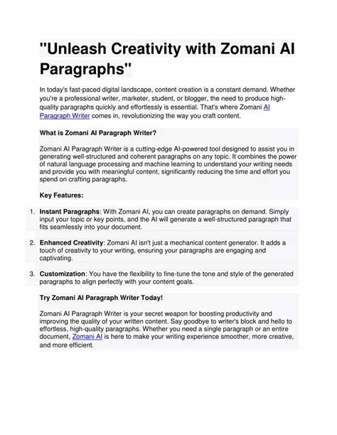 PPT - Unleash Creativity with Zomani AI Paragraphs PowerPoint ...