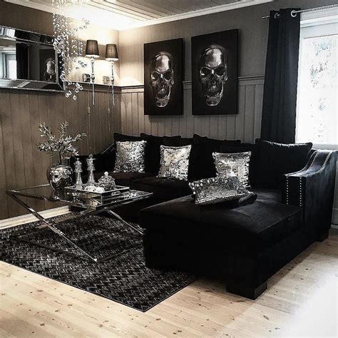 #livingrooms | Silver living room, Black living room, Living room ...