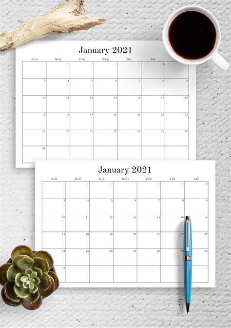 Download Printable Blank Monthly Calendar PDF