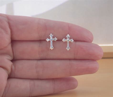 925 Silver Cross Earrings/Sterling Silver Cross Stud Earrings/Silver Jewellery/Silver Jewelry ...