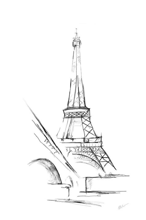 Eiffel Tower Printable Pencil Sketch, Champ de Mars in Paris, France Wall Art, Black and White ...