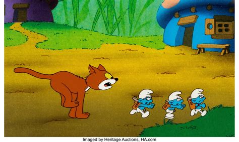 The Smurfs Azrael the Cat Production Cel Setup (Hanna-Barbera, c. | Lot #13186 | Heritage Auctions