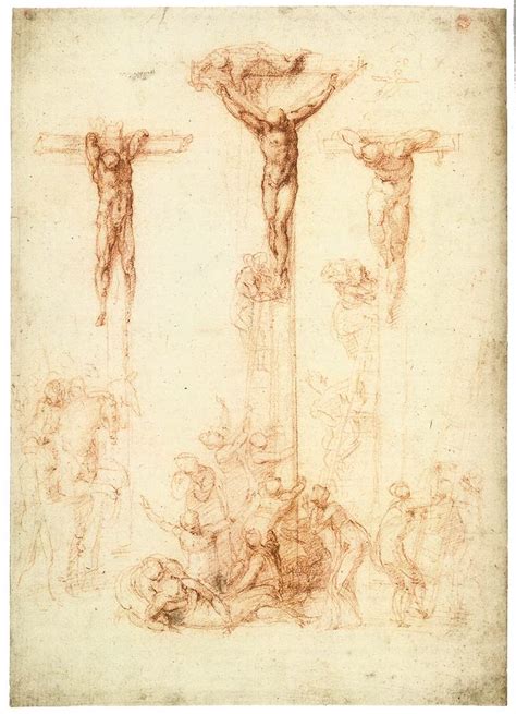 The Crucifixion of Christ and the Two Thieves by MICHELANGELO Buonarroti