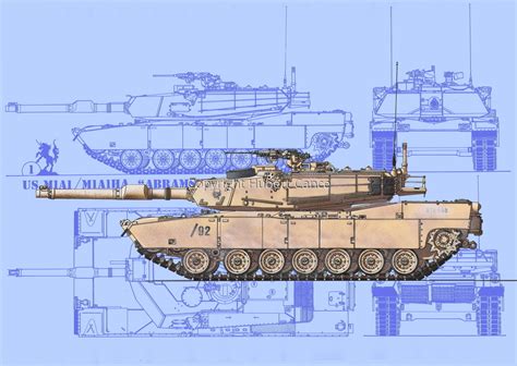 "M1A1 Abrams #4 (Blueprint #1)" (Original art by Hubert Cance)