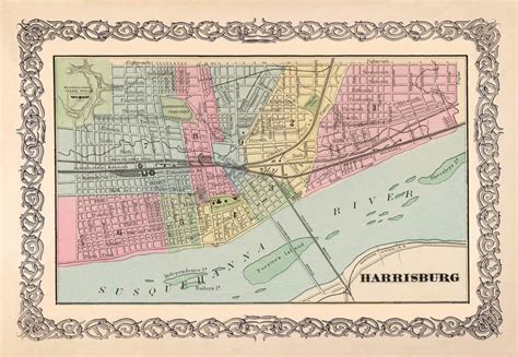 Harrisburg map Antique Harrisburg Pennsylvania by AncientShades