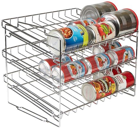 Stackable Can Rack Organizer, Pantry Organizer, Silver, Stores up to 36 cans and/or variety size ...