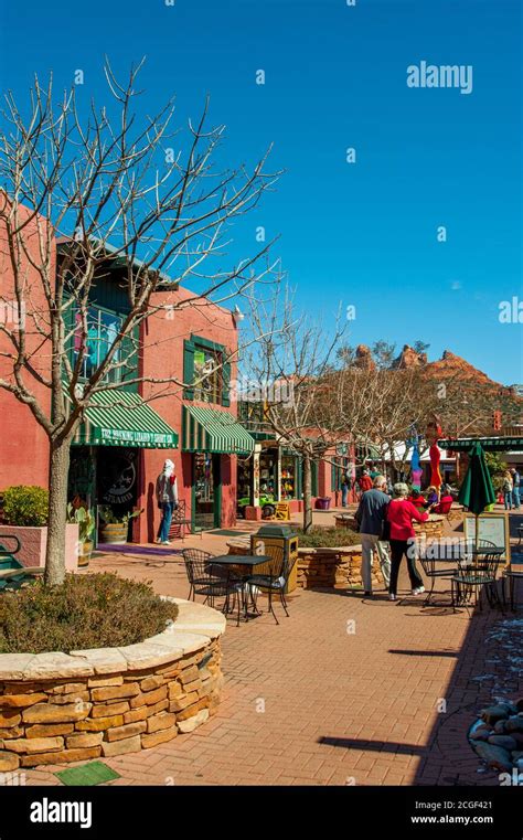 Stores and restaurants in Uptown Sedona in Sedona, Arizona, USA Stock ...