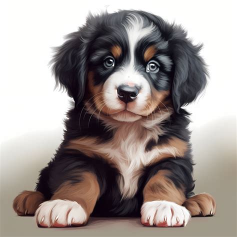 Bernese Mountain Dog Puppy Drawings Dog Digital Art Design - Etsy