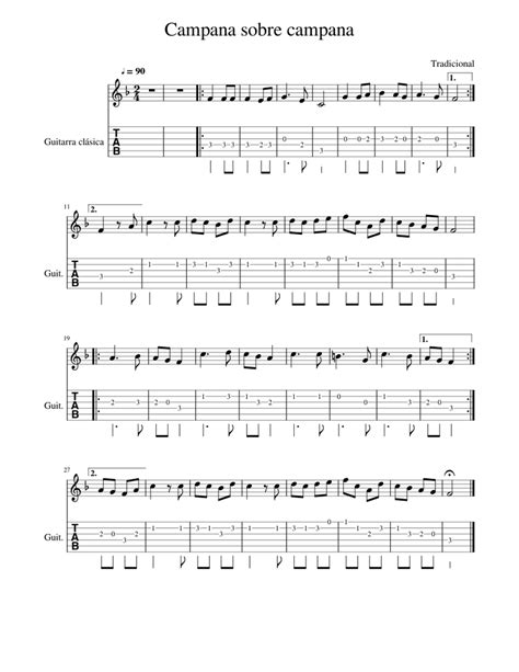 Campana sobre campana-guitarra Sheet music for Flute, Guitar (Mixed ...