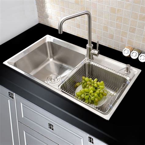 Modern Kitchen Sink 2 Bowls Brushed Stainless Steel Sink Topmount Sink (Faucet Not Included ...