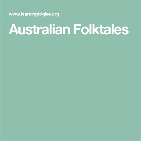 Australian Folktales Folk Tales, Australian, The Unit