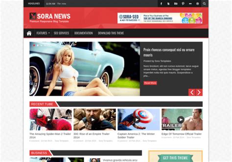 Sora News Responsive Blogger Template • Blogspot Templates 2024