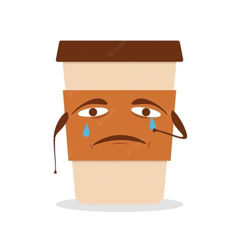 Premium Vector | Cute sad crying coffee paper cup Vector flat cartoon character illustration ...