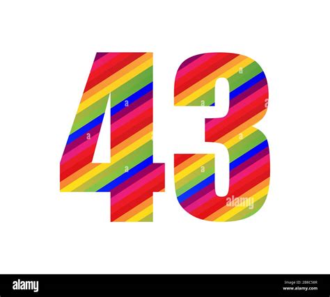 43 Number Rainbow Style Numeral Digit. Colorful Forty Three Number Vector Illustration Design ...