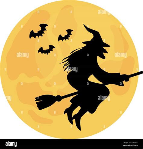 halloween moon with witch silhouette vector design Stock Vector Image ...