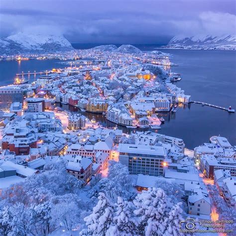 Winter wonderland 🏙Ålesund, Norway. Photo by @arts.and.tech | Cool ...