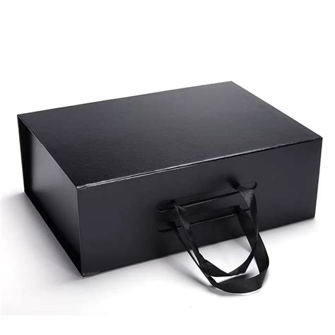 Manufacturer 38x27.5x13.5cm Custom Luxury Paperboard foldable boxes with ribbon handle packaging ...