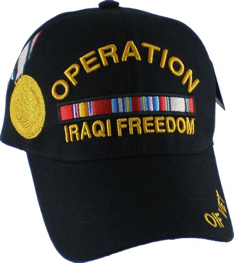 Operation Iraqi Freedom Ribbon Medal Mens Cap [Black - Adjustable ...