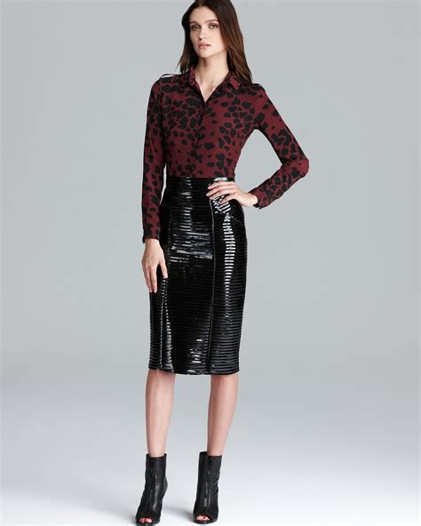 Lyst - Burberry Skirt Patent Leather Pencil in Black