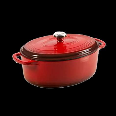 Lodge 7 Quart Oval Enameled Cast Iron Dutch Oven, Red