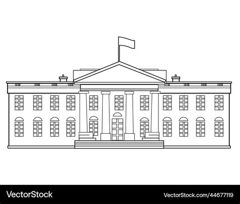 Line drawing of the white house front view black Vector Image